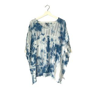Aerie Blue Tie-Dye Boho Oversized Tunic Top Size XXS Bohemian Hippie